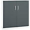 Armoire de bureau, 3OH, verrouillable, avec portes en applique, L 1200 mm, gris basalte/blanc trafic