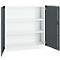 Armoire de bureau, 3OH, verrouillable, avec portes en applique, L 1200 mm, gris basalte/blanc trafic