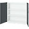 Armoire de bureau, 3OH, verrouillable, avec portes en applique, L 1200 mm, gris basalte/blanc trafic