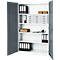 Armoire de bureau, 5 HC, verrouillable, avec portes en applique, L 1200 mm, gris basalte/blanc trafic