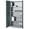 Armoire de bureau, 5 HC, verrouillable, avec portes en applique, L 950 mm, gris basalte/alu blanc
