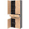 Armoire de bureau TEMPIO, en bois, 4 portes, 2 tiroirs, 6 OH, L 800 x P 340 x H 2130 mm, anthracite/chêne caryer