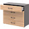 Armoire de bureau TEMPIO, en bois, 4 tiroirs, 2 OH, L 800 x P 340 x H 720 mm, anthracite/chêne caryer