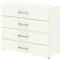 Armoire de bureau TEMPIO, en bois, 4 tiroirs, 2 OH, L 800 x P 340 x H 720 mm, blanc/blanc