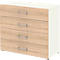 Armoire de bureau TEMPIO, en bois, 4 tiroirs, 2 OH, L 800 x P 340 x H 720 mm, blanc/chêne Sonoma