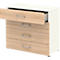 Armoire de bureau TEMPIO, en bois, 4 tiroirs, 2 OH, L 800 x P 340 x H 720 mm, blanc/chêne Sonoma