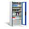 Armoire de charge de batterie Basic de C+P avec fenêtre en verre acrylique, H 1950 x L 930 x P 500 mm, gris clair/bleu gentiane