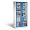 Armoire de charge de batterie Comfort de C+P avec fenêtre en verre acrylique, H 1950 x L 930 x P 500 mm, gris clair/bleu lointain