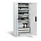 Armoire de charge de batterie Comfort de C+P avec portes en tôle pleine, H 1950 x L 930 x P 500 mm, gris clair