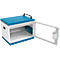 Armoire de charge pour Notebook Good Connections GEMMA N16, transformable en chariot de charge, pour 16 appareils, douilles Schuko, verrouillable, puissance 2300 W, blanc-bleu