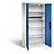 Armoire de charge sur batterie Basic de C+P avec portes en tôle pleine, H 1950 x L 930 x P 500 mm, gris clair/bleu gentiane