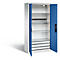 Armoire de charge sur batterie Basic de C+P avec portes en tôle pleine, H 1950 x L 930 x P 500 mm, gris clair/bleu gentiane
