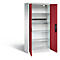 Armoire de charge sur batterie Basic de C+P avec portes en tôle pleine, H 1950 x L 930 x P 500 mm, gris clair/rouge rubis