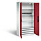Armoire de charge sur batterie Basic de C+P avec portes en tôle pleine, H 1950 x L 930 x P 500 mm, gris clair/rouge rubis