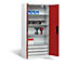 Armoire de charge sur batterie Basic de C+P avec portes en tôle pleine, H 1950 x L 930 x P 500 mm, gris clair/rouge rubis