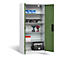 Armoire de charge sur batterie Basic de C+P avec portes en tôle pleine, H 1950 x L 930 x P 500 mm, gris clair/vert réséda
