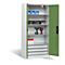 Armoire de charge sur batterie Basic de C+P avec portes en tôle pleine, H 1950 x L 930 x P 500 mm, gris clair/vert réséda