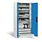 Armoire de charge sur batterie Comfort de C+P avec portes en tôle pleine, H 1950 x L 930 x P 500 mm, gris clair/bleu clair