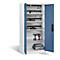 Armoire de charge sur batterie Comfort de C+P avec portes en tôle pleine, H 1950 x L 930 x P 500 mm, gris clair/bleu lointain