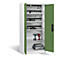 Armoire de charge sur batterie Comfort de C+P avec portes en tôle pleine, H 1950 x L 930 x P 500 mm, gris clair/vert réséda