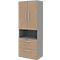 Armoire de classement BARI, 6 HC, 2 portes, 2 dossiers suspendus, verrouillage central, l. 819 x P 430 x H 2174 mm, coloris chêne/gris moyen