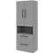 Armoire de classement BARI, 6 HC, 2 portes, 2 dossiers suspendus, verrouillage central, l. 819 x P 430 x H 2174 mm, gris moyen/gris moyen