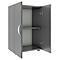 Armoire de classement Ulas, 2 hauteurs de classeurs, 1 tablette, pour env. 14 classeurs, portes battantes, L 490 x P 340 x H 740 mm, bois, anthracite