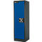 Armoire de sécurité type 90, l. 600 mm, porte fixée à gauche, 3 étagères, bleu gentiane