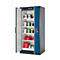 Armoire de stockage de sécurité type 90 asecos Q-CLASSIC-90, portes à charnières, façade bleu gentiane, L 893 x P 615 x H 1953 mm