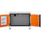 Armoire de stockage sur accu CEMO 8/5 Basic, porte battante, verrouillage de porte LockEX, résistante au feu, avec pieds d'empilage, L 800 x P 660 x H 620 mm, gris clair/orange pur