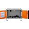Armoire de stockage sur accu CEMO 8/5 Basic, porte battante, verrouillage de porte LockEX, résistante au feu, avec pieds d'empilage, L 800 x P 660 x H 620 mm, gris clair/orange pur