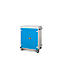 Armoire mobile pour chargement d'ordinateur portable, L 920 x P 500 x H 1060 mm, 16 compartiments, verrouillage 2 points, 2 roulettes avec frein, bleu clair