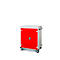 Armoire mobile pour chargement d'ordinateur portable, L 920 x P 500 x H 1060 mm, 16 compartiments, verrouillage 2 points, 2 roulettes avec frein, rouge trafic