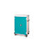 Armoire mobile pour chargement d'ordinateur portable, L 920 x P 500 x H 1250 mm, 20 compartiments, verrouillage 2 points, 2 roulettes avec frein, turquoise