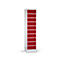 Armoire pour ordinateur portable avec fonction de chargement, 10 compartiments avec serrure à cylindre, tôle d'acier gris clair RAL 7035 / rouge vin RAL 3005