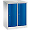 Armoire vestiaire Resisto de C+P, 2 compartiments, 2 casiers, L 772 x P 540 x H 1077 mm, gris clair/bleu gentiane