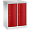 Armoire vestiaire Resisto de C+P, 2 compartiments, 2 casiers, L 772 x P 540 x H 1077 mm, gris clair/rouge rubis