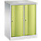 Armoire vestiaire Resisto de C+P, 2 compartiments, 2 casiers, L 772 x P 540 x H 1077 mm, gris clair/vert clown