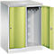 Armoire vestiaire Resisto de C+P, 2 compartiments, 2 casiers, L 772 x P 540 x H 1077 mm, gris clair/vert clown