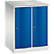 Armoire vestiaire Resisto de C+P, 2 compartiments, 2 casiers, L 772 x P 640 x H 1077 mm, gris clair/bleu gentiane