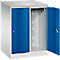 Armoire vestiaire Resisto de C+P, 2 compartiments, 2 casiers, L 772 x P 640 x H 1077 mm, gris clair/bleu gentiane