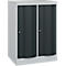 Armoire vestiaire Resisto de C+P, 2 compartiments, 2 casiers, L 772 x P 640 x H 1077 mm, gris clair/gris anthracite