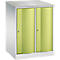 Armoire vestiaire Resisto de C+P, 2 compartiments, 2 casiers, L 772 x P 640 x H 1077 mm, gris clair/vert clown