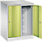 Armoire vestiaire Resisto de C+P, 2 compartiments, 2 casiers, L 772 x P 640 x H 1077 mm, gris clair/vert clown