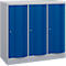 Armoire vestiaire Resisto de C+P, 3 compartiments, 3 casiers, L 1148 x P 540 x H 1077 mm, alu blanc/bleu gentiane