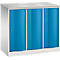 Armoire vestiaire Resisto de C+P, 3 compartiments, 3 casiers, L 1148 x P 540 x H 1077 mm, gris clair/bleu clair