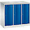 Armoire vestiaire Resisto de C+P, 3 compartiments, 3 casiers, L 1148 x P 540 x H 1077 mm, gris clair/bleu gentiane