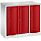 Armoire vestiaire Resisto de C+P, 3 compartiments, 3 casiers, L 1148 x P 540 x H 1077 mm, gris clair/rouge rubis