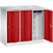 Armoire vestiaire Resisto de C+P, 3 compartiments, 3 casiers, L 1148 x P 540 x H 1077 mm, gris clair/rouge rubis