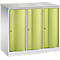 Armoire vestiaire Resisto de C+P, 3 compartiments, 3 casiers, L 1148 x P 540 x H 1077 mm, gris clair/vert clown